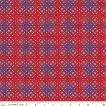 12" End of Bolt - SALE Picadilly Dots C11897 Red - Riley Blake Designs - Patriotic Independence Day Polka Dot Dotted Quilting Cotton Fabric