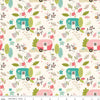 18" End of Bolt - SALE Glamp Camp Main C12350 Cream - Riley Blake - Glam Camping Glamping Trailers Flowers Leaves - Quilting Cotton Fabric