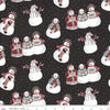 24" End of Bolt - SALE FLANNEL Hello Winter Main F11940 Black - Riley Blake - Christmas Snowmen Peace Love Joy Stockings - FLANNEL Cotton