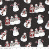 24" End of Bolt - SALE FLANNEL Hello Winter Main F11940 Black - Riley Blake - Christmas Snowmen Peace Love Joy Stockings - FLANNEL Cotton