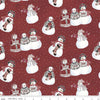 21" End of Bolt - SALE FLANNEL Hello Winter Main F11940 Red -Riley Blake - Christmas Snowmen Peace Love Joy Stockings -FLANNEL Cotton Fabric