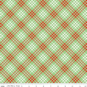 24" End of Bolt - SALE Christmas Joys Plaid C12253 Green - Riley Blake Designs - Diagonal - Quilting Cotton Fabric
