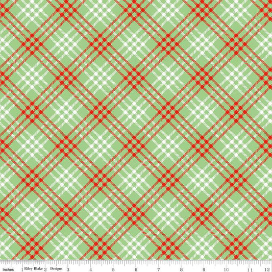 24" End of Bolt - SALE Christmas Joys Plaid C12253 Green - Riley Blake Designs - Diagonal - Quilting Cotton Fabric