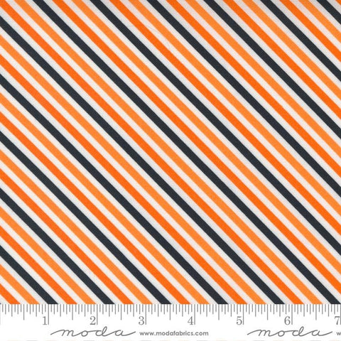 Fat quarter end of Bolt - Too Cute to Spook Spooky Stripes 22422 White Multi - Moda Fabrics - Halloween Diagonal - Quilting Cotton Fabric