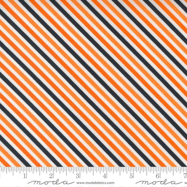 Fat quarter end of Bolt - SALE Too Cute to Spook Spooky Stripes 22422 White Multi - Moda Fabrics - Halloween - Quilting Cotton Fabric