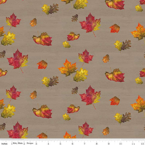 Fat Quarter End of Bolt Piece - CLEARANCE Fall Barn Quilts Leaf Toss CD12203 Clay - Riley Blake - DIGITALLY PRINTED Autumn - Quilting Cotton