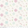 8" End of Bolt - Winter Wonder Cross Stitch C12062 Cream - Riley Blake Designs - Christmas Snowflakes Text - Quilting Cotton Fabric