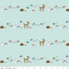 Fat Quarter End of Bolt -SALE Pixie Noel 2 Animals C12111 Mint- Riley Blake - Christmas Deer Rabbits Birds Hedgehogs -Quilting Cotton Fabric