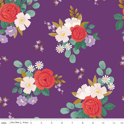 Fat Quarter End of Bolt - CLEARANCE Sweet Picnic Main C12090 Berry - Riley Blake Designs - Floral Flowers - Quilting Cotton Fabric