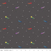 Fat Quarter End of Bolt - Imagine Shooting Stars C12163 Charcoal - Riley Blake Designs - Star - Quilting Cotton Fabric