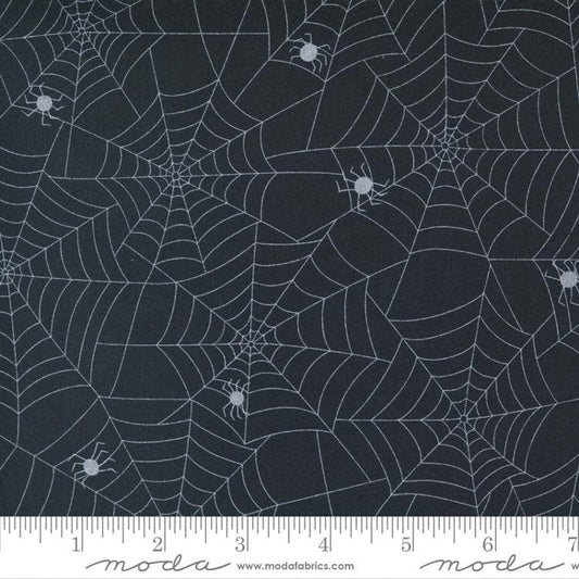 21" End of Bolt - DEAL Too Cute to Spook Spidey Webs 22421 Black Cat - Moda Fabrics - Halloween Spider Web Spiders - Quilting Cotton Fabric