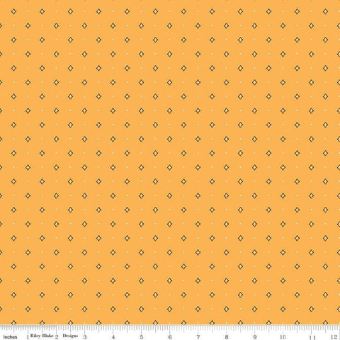 33" End of Bolt - Go West with John Wayne Dots C12194 Honey - Riley Blake - Cowboy Western Dotted Curved Diamonds - Quilting Cotton Fabric