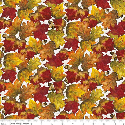 27" End of Bolt - CLEARANCE Fall Barn Quilts Foliage CD12202 Parchment - Riley Blake - DIGITALLY PRINTED Leaves  - Quilting Cotton Fabric