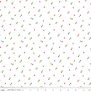 SALE Seasonal Basics Trees C654 White - Riley Blake Designs - Christmas Pines Tone-on-Tone - Quilting Cotton Fabric
