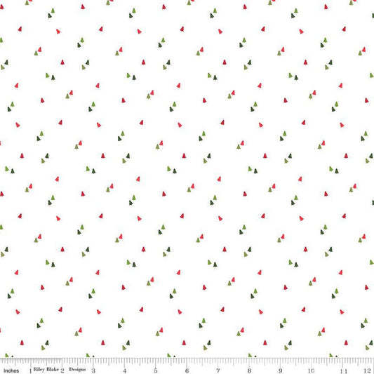 DEAL Seasonal Basics Trees C654 White - Riley Blake Designs - Christmas Pines Tone-on-Tone - Quilting Cotton Fabric