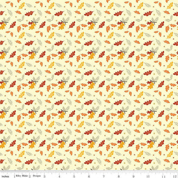 16" End of Bolt - SALE Awesome Autumn Leaves C12173 Cream by Riley Blake Designs - Fall Leaf - Quilting Cotton Fabric