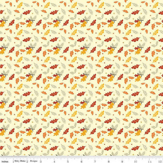 Fat Quarter End of Bolt - SALE Awesome Autumn Leaves C12173 Cream by Riley Blake Designs - Fall Leaf - Quilting Cotton Fabric