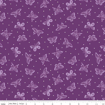 Fat Quarter End of Bolt - CLEARANCE Sweet Picnic Kaleidoscope C12094 Berry - Riley Blake - Butterflies Blush Dots - Quilting Cotton Fabric