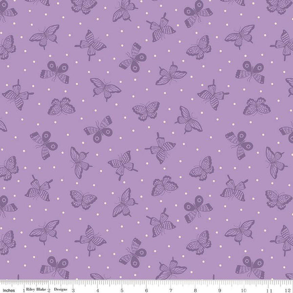 17" End of Bolt - SALE Sweet Picnic Kaleidoscope C12094 Lilac - Riley Blake - Butterflies Butterfly Blush Dots - Quilting Cotton Fabric