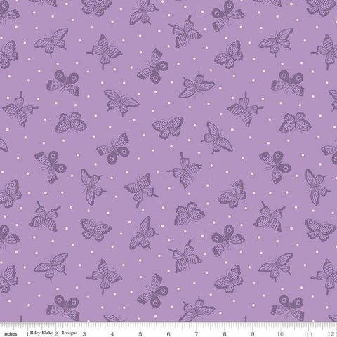 17" End of Bolt - SALE Sweet Picnic Kaleidoscope C12094 Lilac - Riley Blake - Butterflies Butterfly Blush Dots - Quilting Cotton Fabric