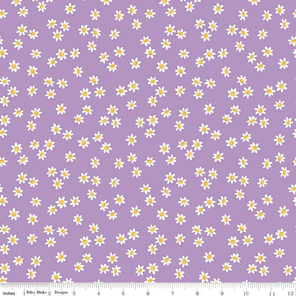 18" End of Bolt - SALE Sweet Picnic Daisy Field C12095 Lilac - Riley Blake Designs - Floral Flowers - Quilting Cotton Fabric