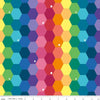 9" End of Bolt - SALE Imagine Main C12160 Rainbow - Riley Blake Designs - Geometric Hexies Hexagons - Quilting Cotton Fabric