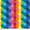 22" End of Bolt - DEAL Imagine Main C12160 Rainbow - Riley Blake Designs - Geometric Hexies Hexagons - Quilting Cotton Fabric