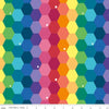 9" End of Bolt - SALE Imagine Main C12160 Rainbow - Riley Blake Designs - Geometric Hexies Hexagons - Quilting Cotton Fabric