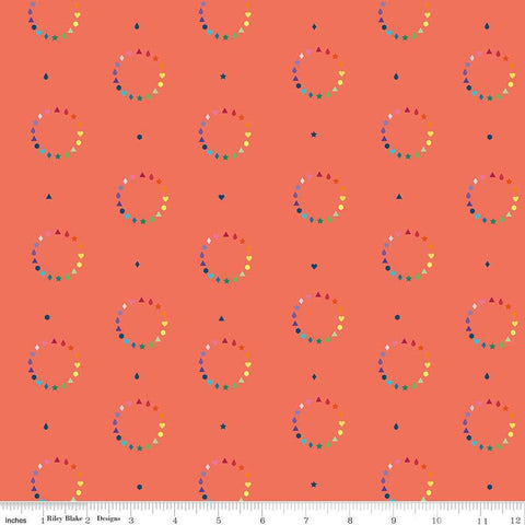 32" End of Bolt Piece - CLEARANCE Imagine Color Wheel C12161 Coral - Riley Blake Designs -  Circles - Quilting Cotton Fabric