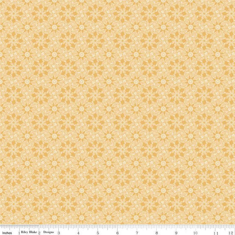 35" End of Bolt - SALE Elegance Enlightened C12222 Gold by Riley Blake Designs - Floral Flowers Geometric - Quilting Cotton Fabric