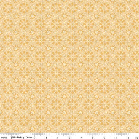 SALE Elegance Enlightened C12222 Gold by Riley Blake Designs - Floral Flowers Geometric - Quilting Cotton Fabric