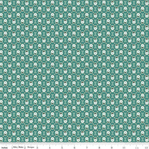 Fat Quarter End of Bolt - CLEARANCE Prairie Pioneer C12301 Heirloom Sea Glass by Riley Blake - Flowers Ovals - Lori Holt - Quilting Cotton