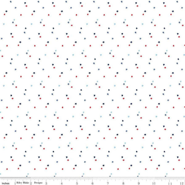 SALE Seasonal Basics Stars C657 White by Riley Blake Designs - Americana Patriotic Independence Day Star - Quilting Cotton Fabric