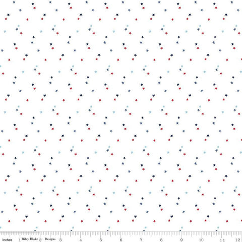 SALE Seasonal Basics Stars C657 White by Riley Blake Designs - Americana Patriotic Independence Day Star - Quilting Cotton Fabric