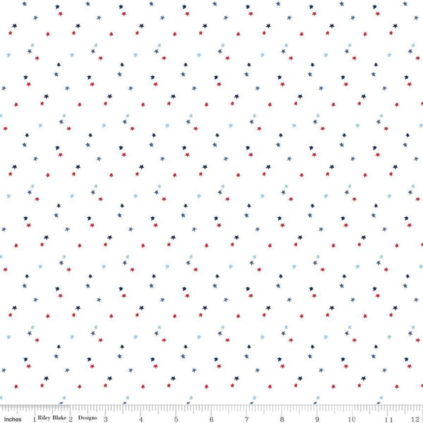 SALE Seasonal Basics Stars C657 White by Riley Blake Designs - Americana Patriotic Independence Day Star - Quilting Cotton Fabric