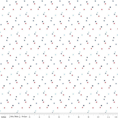 SALE Seasonal Basics Stars C657 White by Riley Blake Designs - Americana Patriotic Independence Day Star - Quilting Cotton Fabric