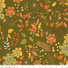 10" End of Bolt - Awesome Autumn Main C12170 Olive - Riley Blake Designs - Fall Floral Leaves Flowers Berries - Quilting Cotton Fabric