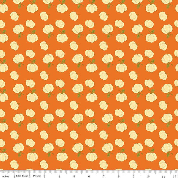 18" End of Bolt - SALE Awesome Autumn Pumpkins C12171 Orange by Riley Blake Designs - Fall Pumpkin - Quilting Cotton Fabric