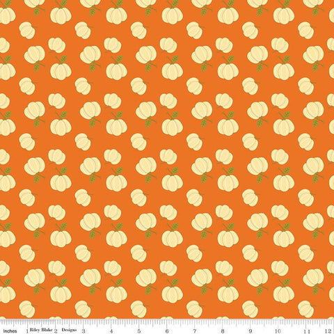 Fat Quarter End of Bolt - SALE Awesome Autumn Pumpkins C12171 Orange by Riley Blake Designs - Fall Pumpkin - Quilting Cotton Fabric