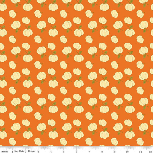 19" End of Bolt - SALE Awesome Autumn Pumpkins C12171 Orange - Riley Blake Designs - Fall Pumpkin - Quilting Cotton Fabric