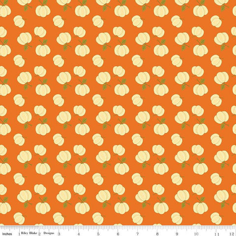 Fat Quarter End of Bolt - SALE Awesome Autumn Pumpkins C12171 Orange by Riley Blake Designs - Fall Pumpkin - Quilting Cotton Fabric