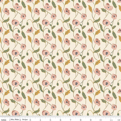 29" End of Bolt - SALE Elegance Ethereal C12225 Ivory by Riley Blake Designs - Floral Flowers Vines - Quilting Cotton Fabric