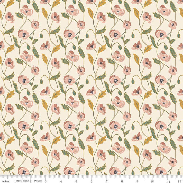 29" End of Bolt - SALE Elegance Ethereal C12225 Ivory by Riley Blake Designs - Floral Flowers Vines - Quilting Cotton Fabric