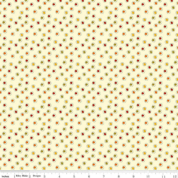 28" End of Bolt - Awesome Autumn Dots C12175 Cream by Riley Blake Designs - Fall Dotted Polka Dot Dots- Quilting Cotton Fabric