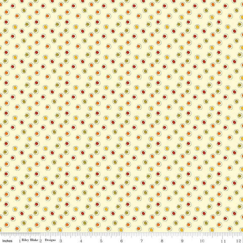 28" End of Bolt - Awesome Autumn Dots C12175 Cream by Riley Blake Designs - Fall Dotted Polka Dot Dots- Quilting Cotton Fabric