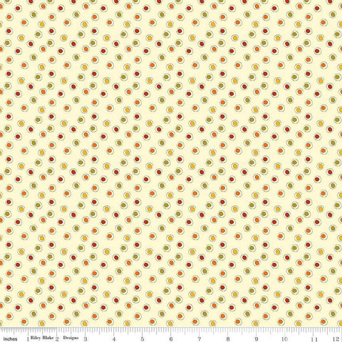 28" End of Bolt - Awesome Autumn Dots C12175 Cream by Riley Blake Designs - Fall Dotted Polka Dot Dots- Quilting Cotton Fabric