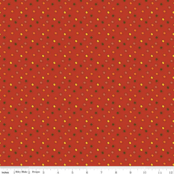 10" End of Bolt - SALE Awesome Autumn Dots C12175 Red by Riley Blake Designs - Fall Dotted Polka Dot - Quilting Cotton Fabric