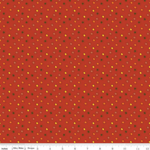 10" End of Bolt - SALE Awesome Autumn Dots C12175 Red by Riley Blake Designs - Fall Dotted Polka Dot - Quilting Cotton Fabric