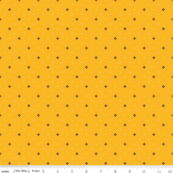 Fat Quarter End of Bolt - SALE Awesome Autumn Ditsy C12176 Saffron by Riley Blake - Fall Geometric Flowers Diamonds - Quilting Cotton Fabric