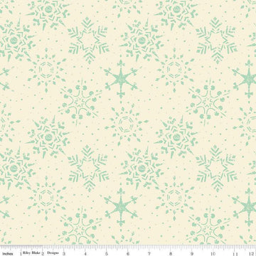 14" End of Bolt - SALE Adel in Winter Snowflakes C12267 Mint - Riley Blake Designs - Christmas Snowflake Dots - Quilting Cotton Fabric